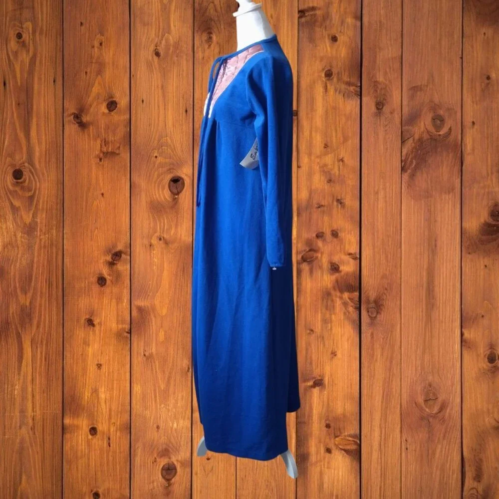 BERNETTE NEW YORK WOMEN'S MEDIUM LONG SLEEVE ZIP UP ROBE BLUE VINTAGE NEW
